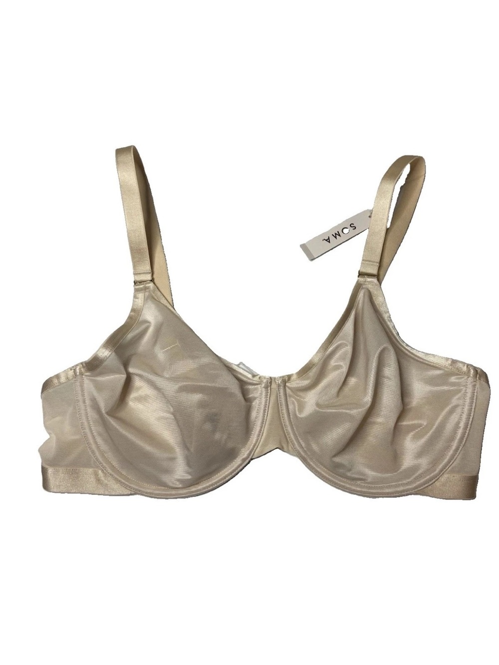 Soma Unbelievable Minimizer Bra Underwire Mesh 38C Pale Sand nude NWT